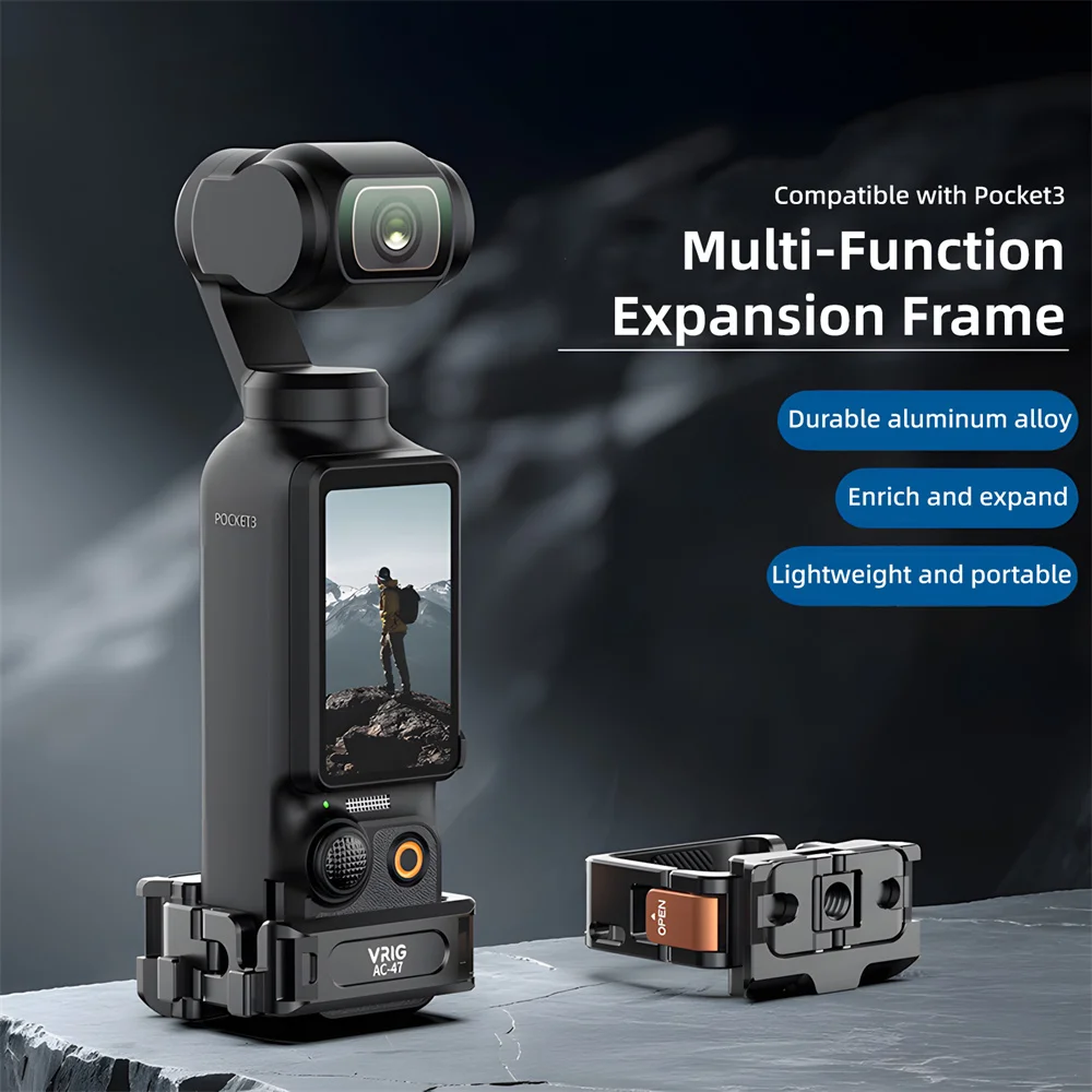 VRIG Pocket 3 adaptador de soporte de expansión para DJI Osmo Pocket 3 jaula protectora de aluminio con accesorios de Cámara de Acción de zapata fría 1/4