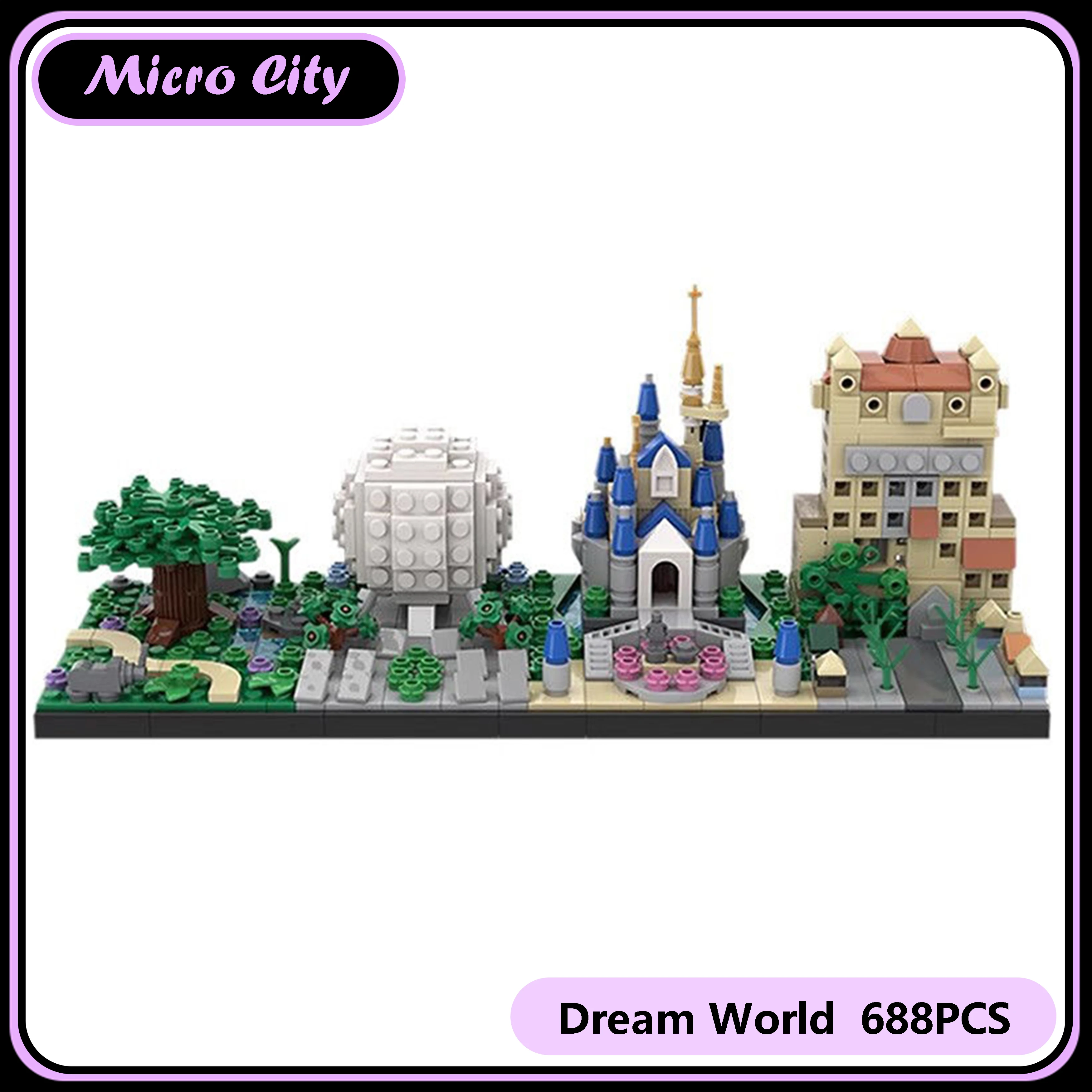 

Micro MOC City Skyline Series Фэнтезийный мир Строительные блоки Модель Креативный сказочный набор для демонстрации сцены Наборы Подарок Рождественские подарки