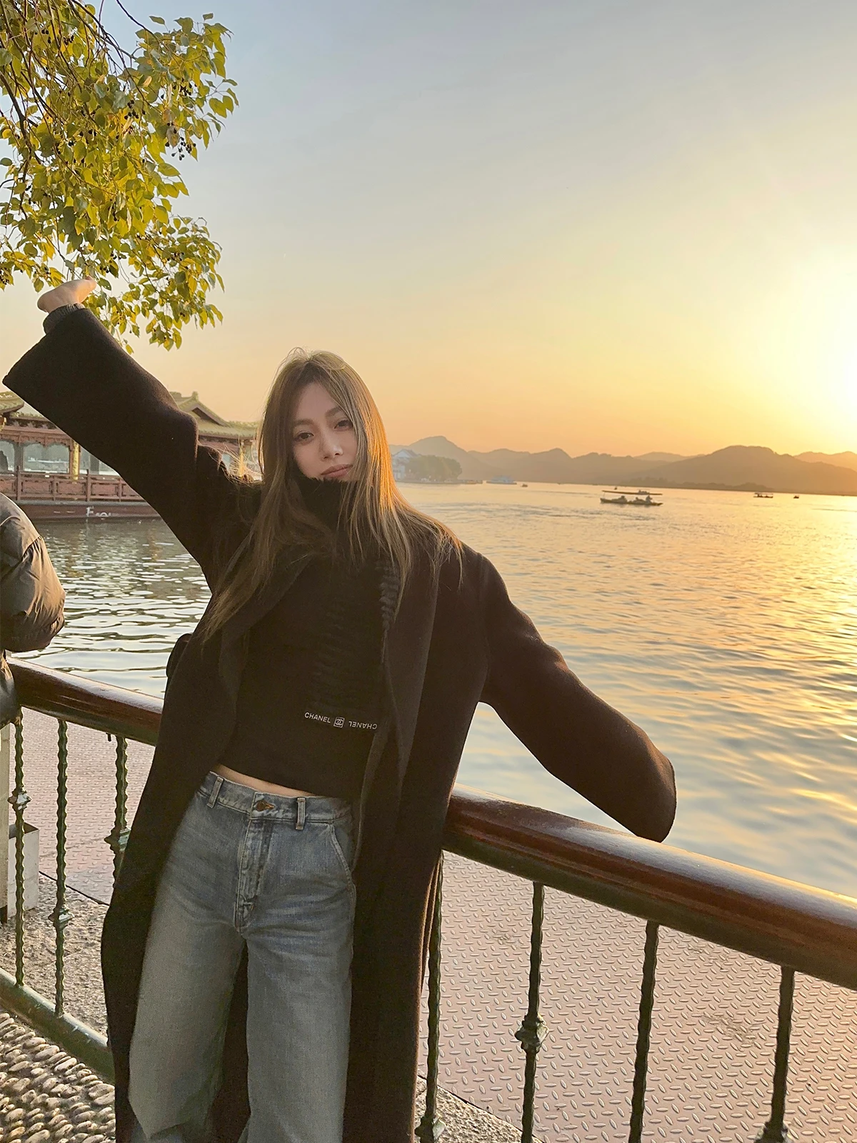 

Classic mat Double-Faced Woolen Coat EEWEN LA MODE Casual Sle Pure Color Long Sve Women's Faion Outerwear