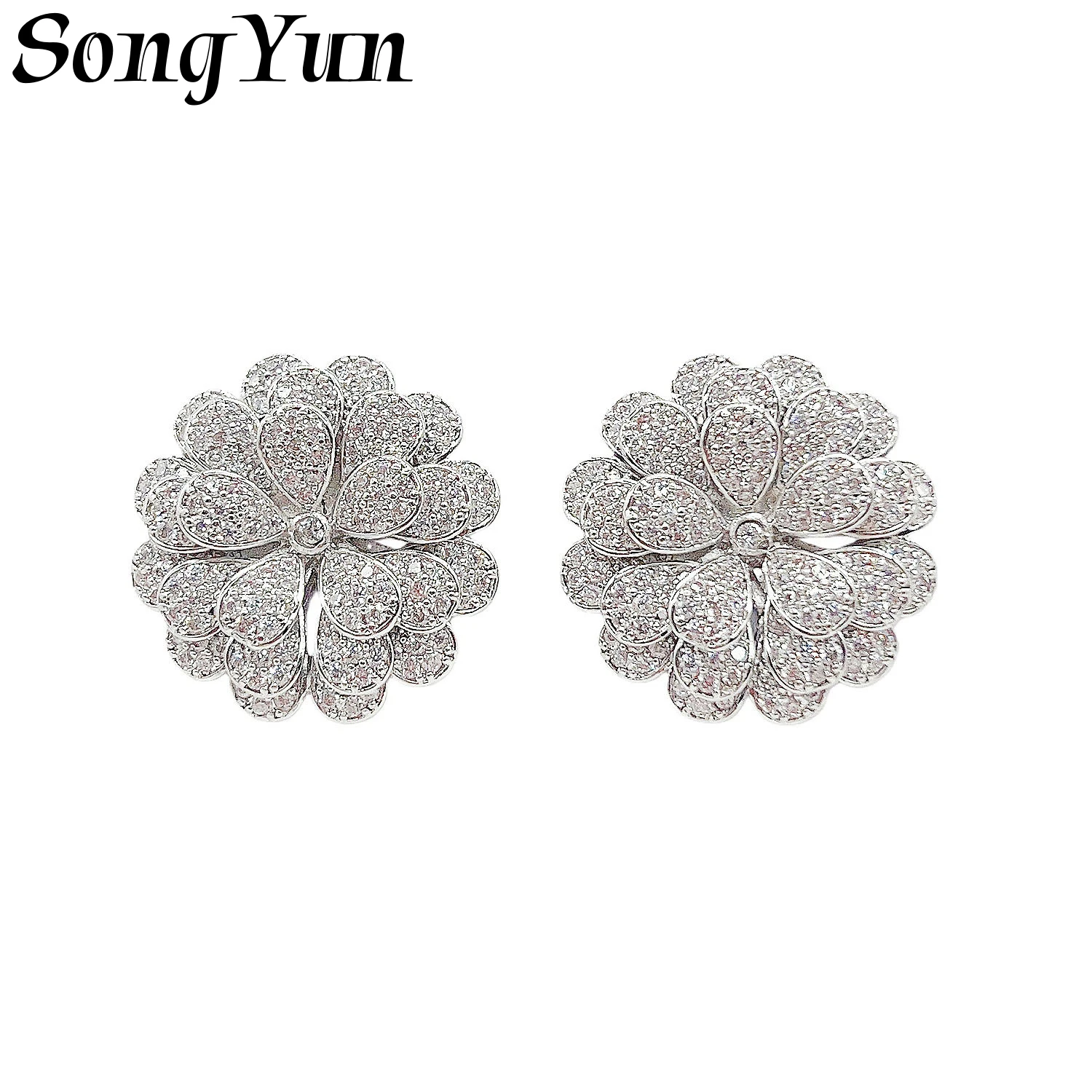

SongYun Jewelry MHT Quality Brass Stud Earrings Dangle CZ 7A Zircon Classic Luxury Women Earring Jewelry