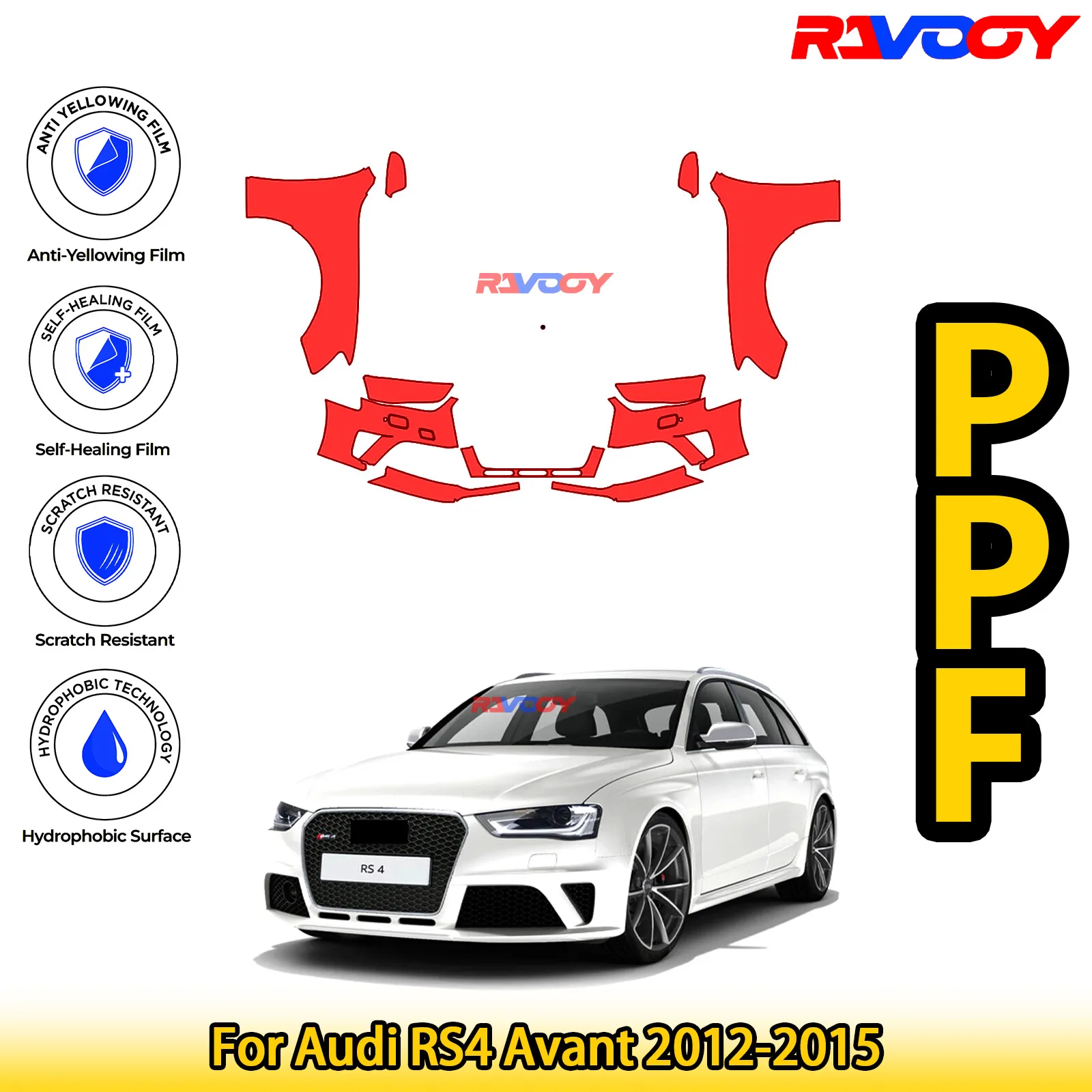 

Для Audi RS4 Avant 2012-2015 глянцевый матовый черный предварительно вырезанный передний комплект PPF защитная пленка для краски