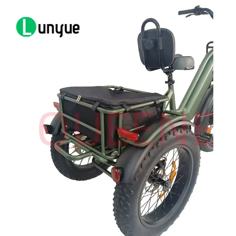 24 Inch 3 Wheel Electric Tricycle Fat Tire Adult Passenger E Trike Powerful Motor Stable Transportation for Daily Commute