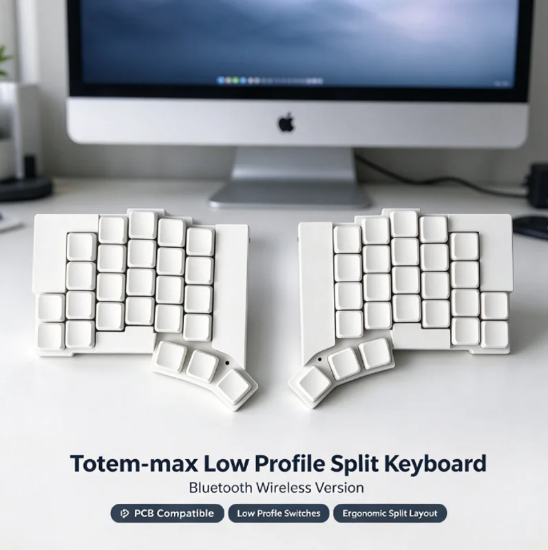 Totem-max Low Profile Split Keyboard - Bluetooth Zmk Choc V1 V2 Ergonomic Wireless Mechanical Keyboard Silent Switch Totem V2