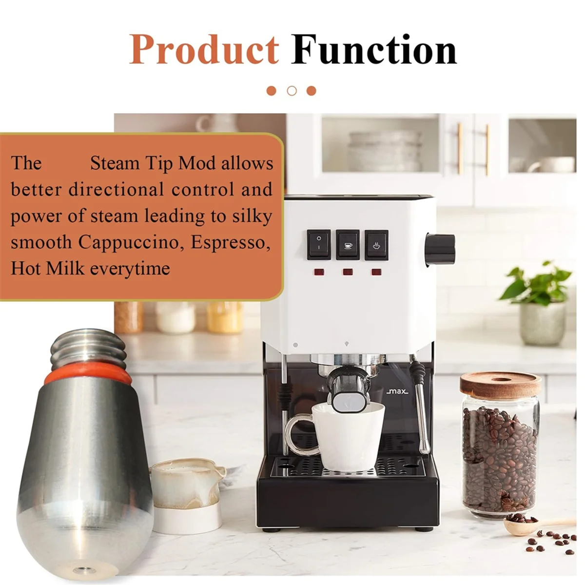 Low Profile Thin Drip Tray & Hole Steam Tip & Spring Modification Kit, for Classic Pro Espresso Coffee Machine