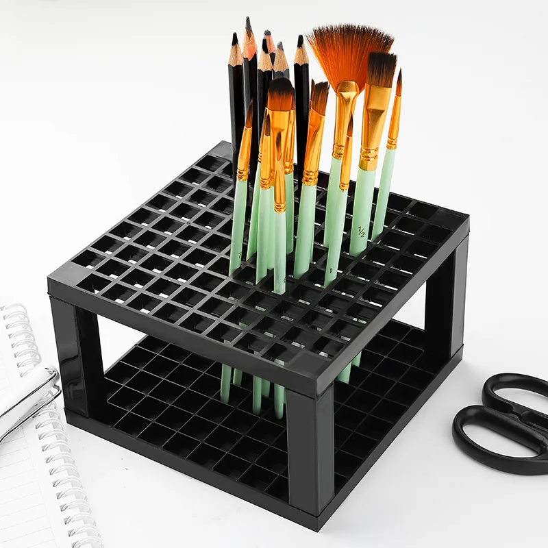 96 Slots Large Capacity Pen Holder Square Checkerboard Pen Holder Detachable Plastic Penholder Multi-purpose Pen Holder