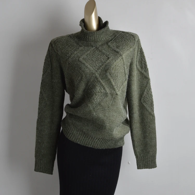 

Loose Long Sve f Collar Pure Color Women's Sweater Autumn Winter New Sle Knitted Top Comfortable Regular Fit Crew Ne