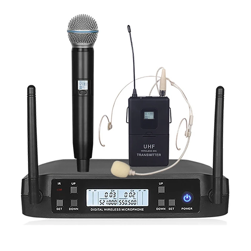 

Wireless Microphone Professional Microphone System UHF Mic Automatic Frequency 60M Party Stage Church Dual Handheld Microphones