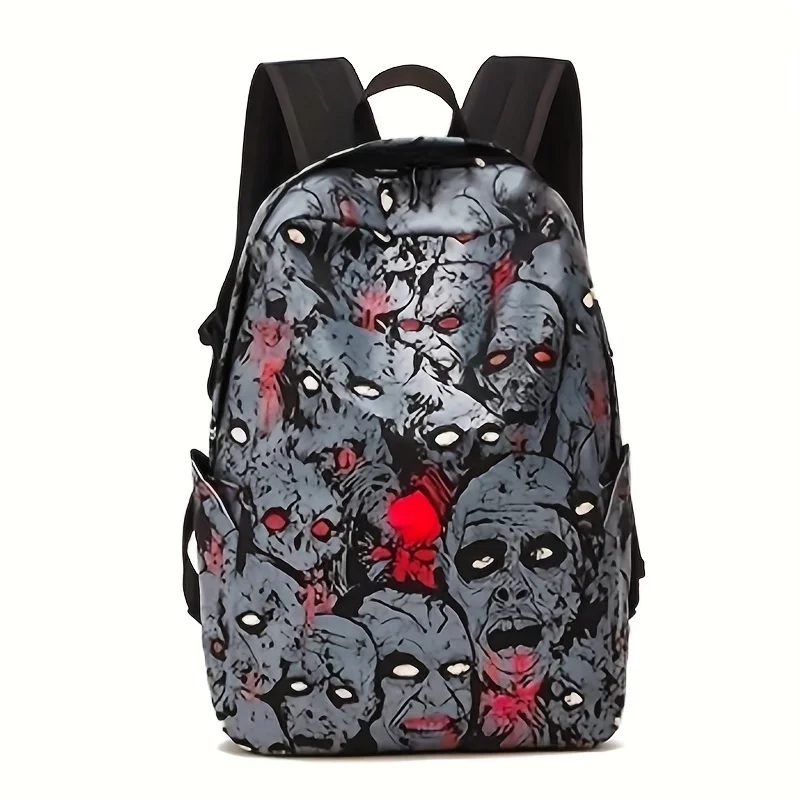 Ghost Skull Print Luminous Backpack Horror Night Computer  display picture 2