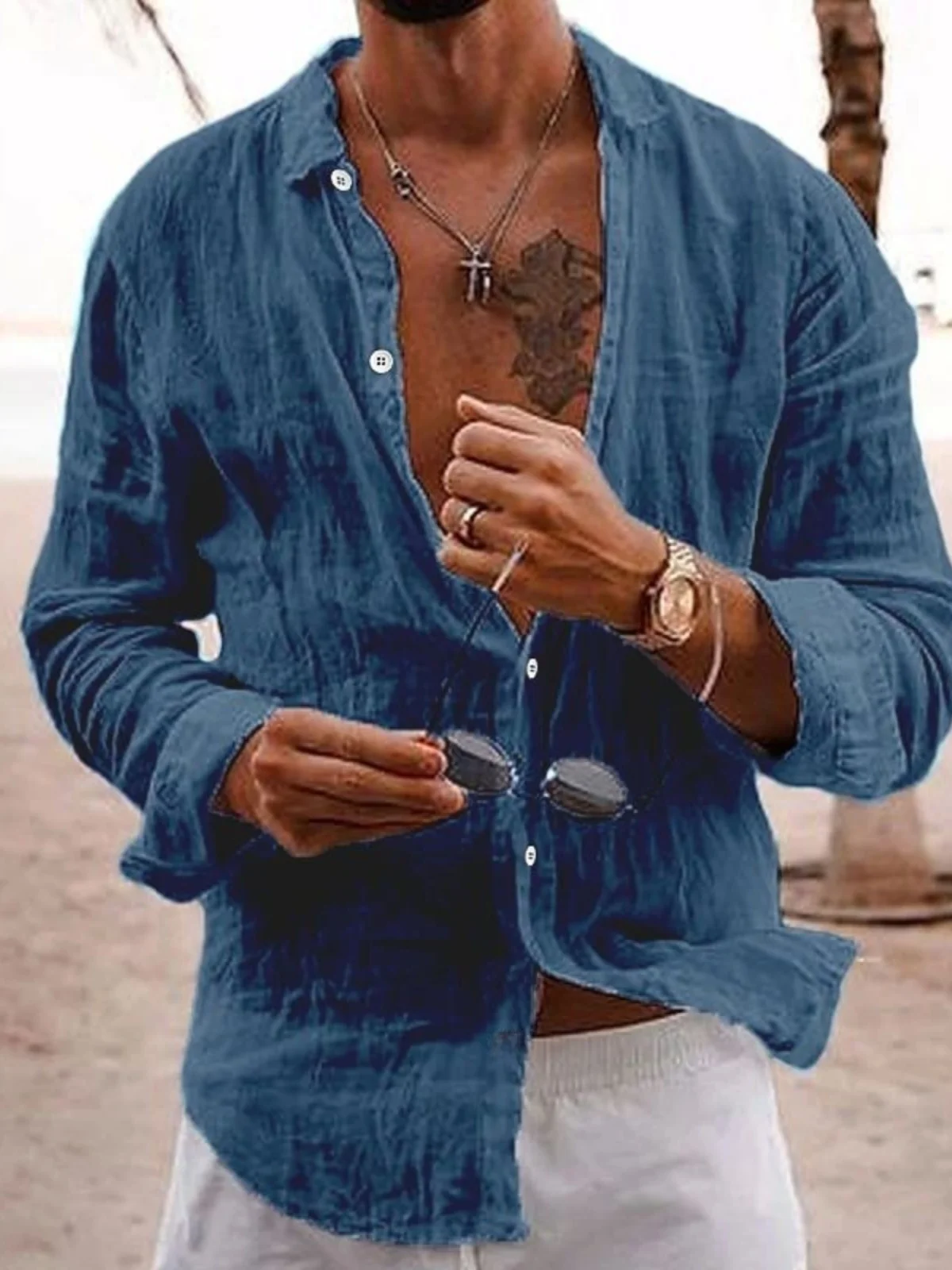 

Мужская однотонная одежда Long Sve irt с лацканами, свободная посадка, осенняя мода, повседневная одежда, универсальная верхняя одежда M Faion