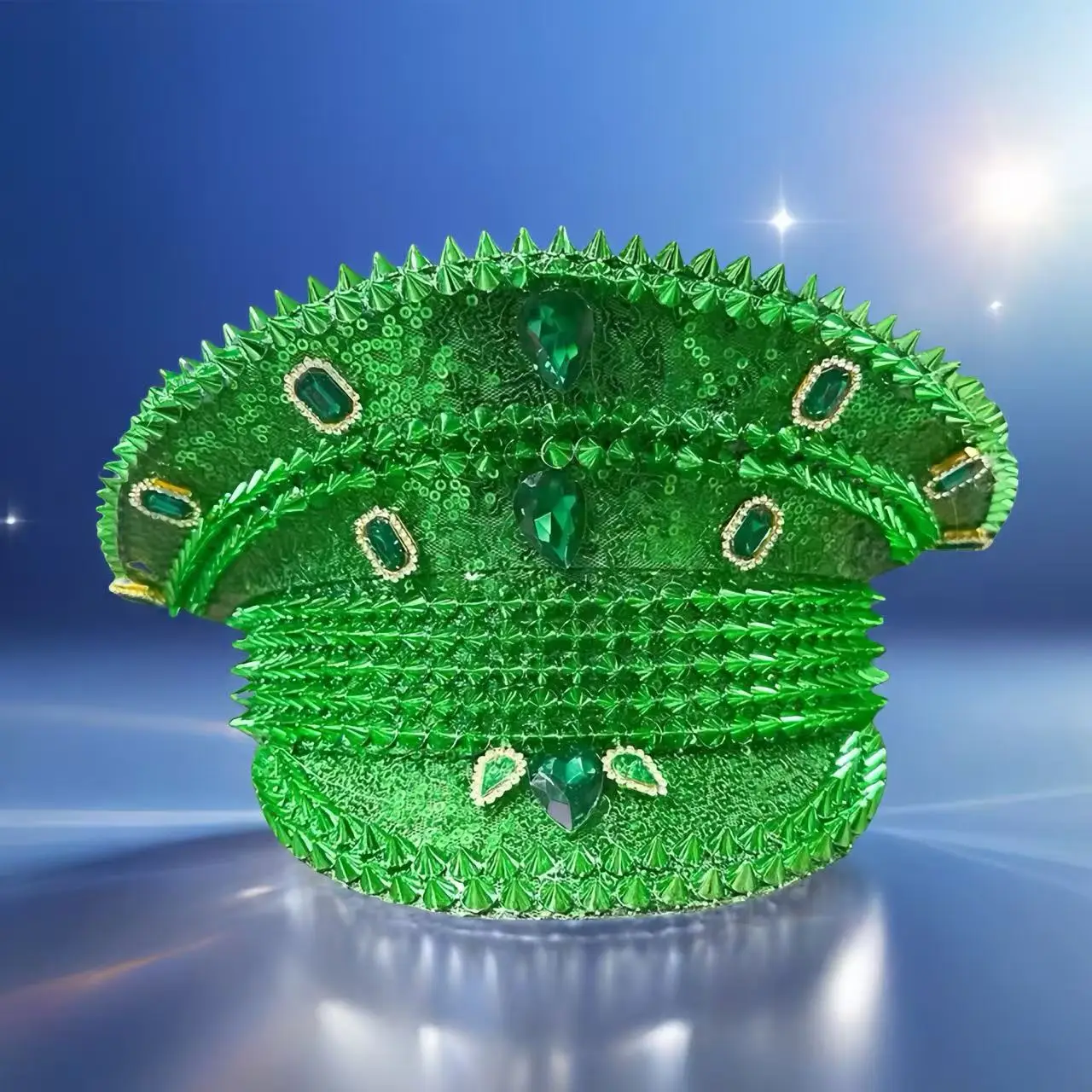 

HongLuan Vintage Green Steampunk Captain Hat Rhinestone for Burning Man Festival Woman - Military Assessories ＆ Caps for Man