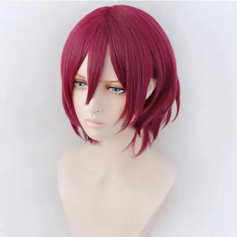 ABC123Ensemble نجوم إيبارا تأثيري قصير أحمر مختلط الباروكات مقاومة للحرارة الشعر الاصطناعية + غطاء شعر مستعار Saegusa Ibax;3,f'6,h.7;j #6