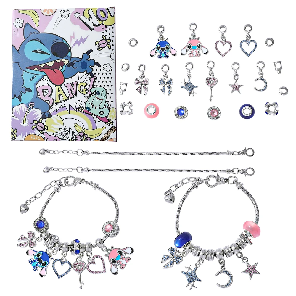 Disney dos desenhos animados lilo & stitch requintado advento surpresa caixa cega ponto anjo diy encantos pingente acessórios para presentes de férias