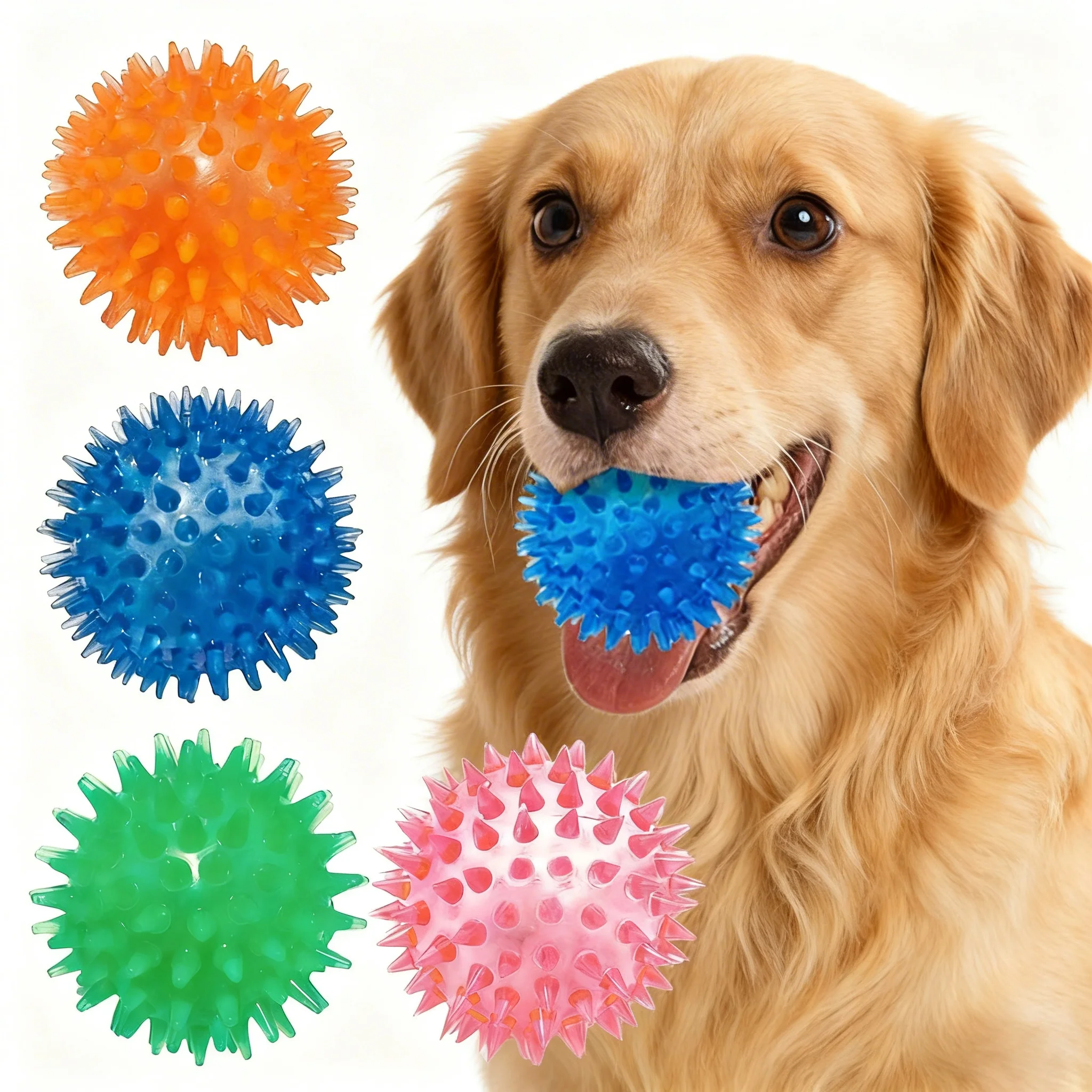 TPR Quietschender, genoppter Hundeball, Kauspielzeug, langlebiges Zahnreinigungsspielzeug, schwimmendes, springendes, interaktives Haustierspielzeug für die Mundpflege