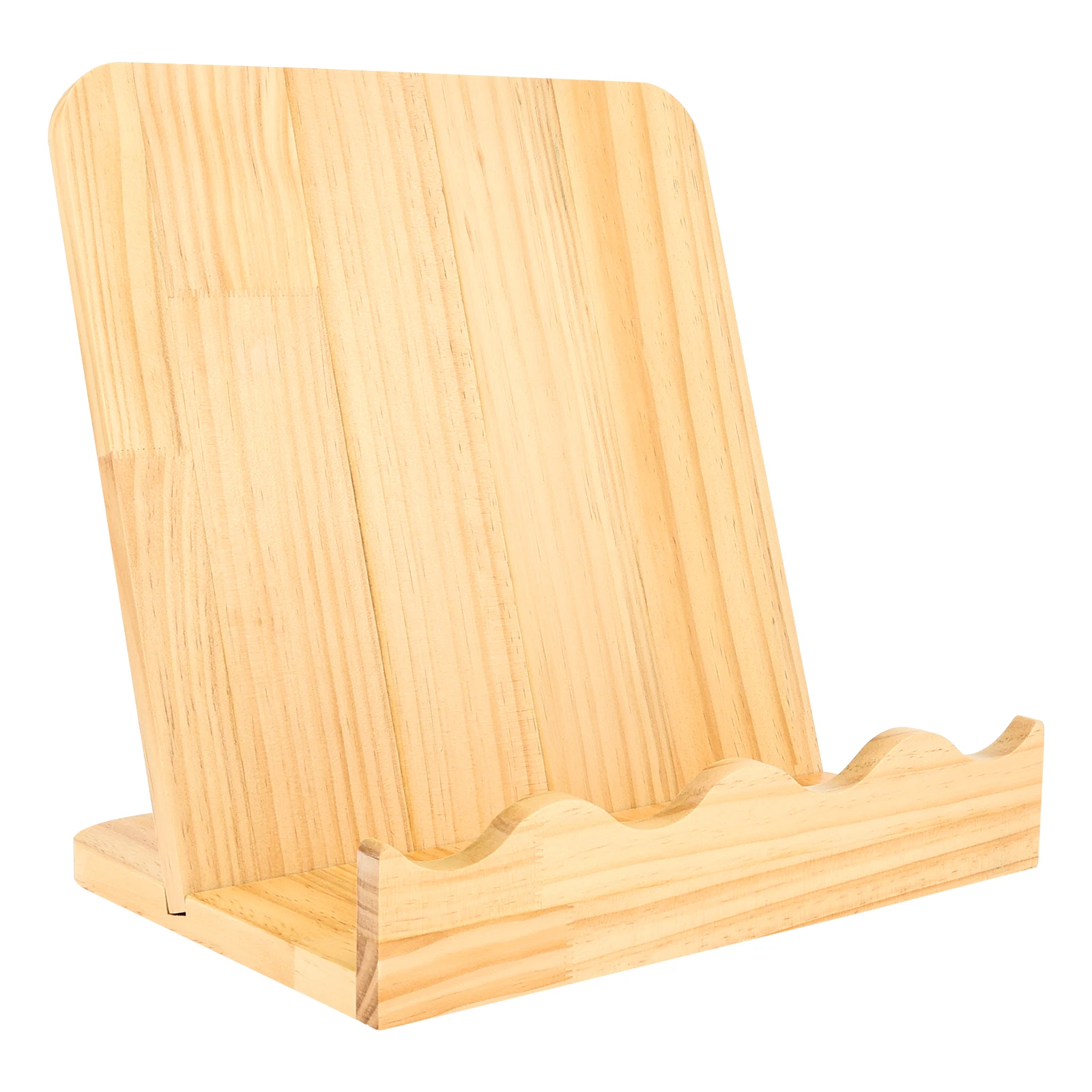1Pc Wooden Cookbook Stand Scalloped Recipe Book Holder with Removable Cutting Board Multi-purpose Charcuterie Boards for Kitchen