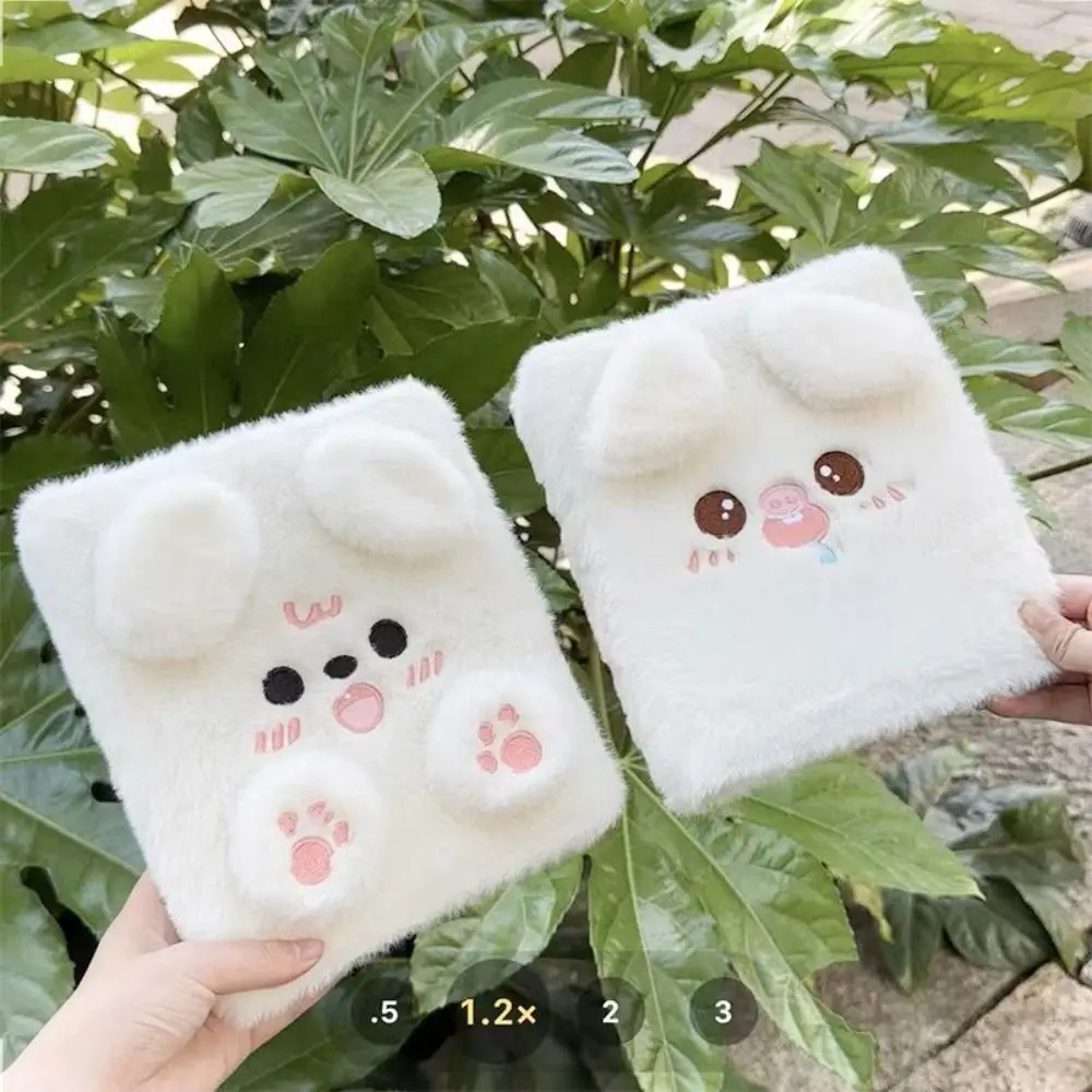 

Fluffy Bear Plush Binder Photocard Holder Cartoon Dog A6 Card Photocard Binder 4 Grids Loose Page Plush Card Album