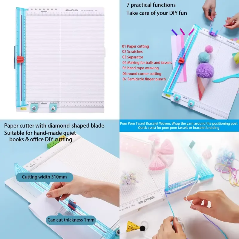 Multifunctional Paper Cutter DIY Hand Account Student Manual Cutter 7 in 1 Paper Trimmer