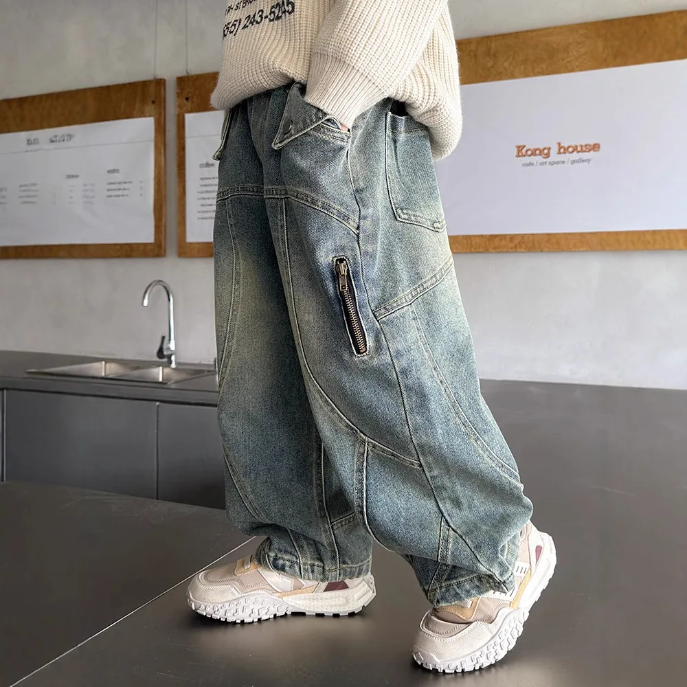 

Jeans Spring and Autumn Style 2025 New Children's Spring Overalls for Boys Spring Casual Pants