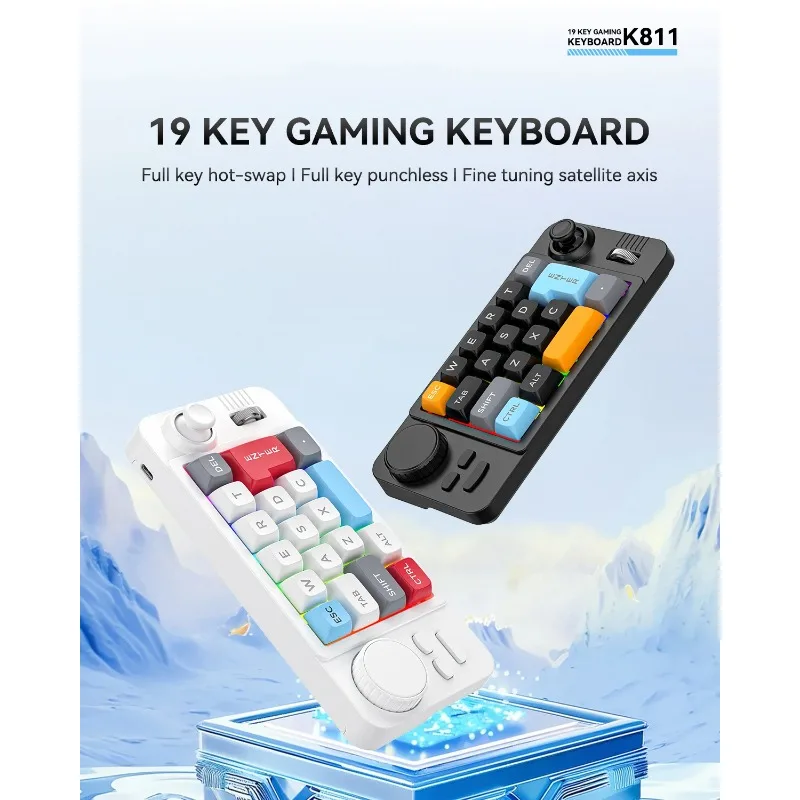 

Programmable Wired Mechanical Keyboard with Volume Scroll Wheel,Game Joystick 19Key Hot-Swappable Number Keypad for Win8/10/Mac