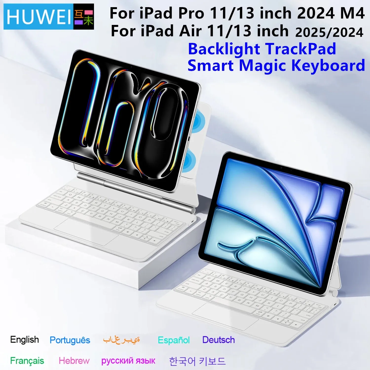 

Чехол с волшебной клавиатурой с подсветкой для iPad Pro 11 13 2024 M4 для iPad Air 11 13 дюймов M2, чехол для iPad Air 11 13 2025 M3 Smart Cover folio