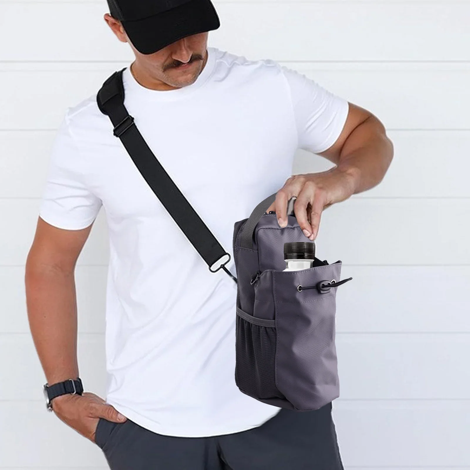 Magnetic Gym Sling Bag Water Bottle & Phone Holder Waterproof Crossbody Bag for Outdoor Sports Travel Fitness Accessories Makeup