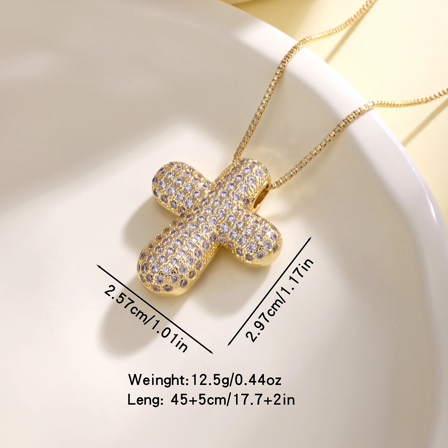 Nidin Hot Sale Full Paved CZ Bubble Cross Necklace For Women Puffy Chunky Zircon Pendant Hip Hop Punk Chain Link Jewelry Gifts