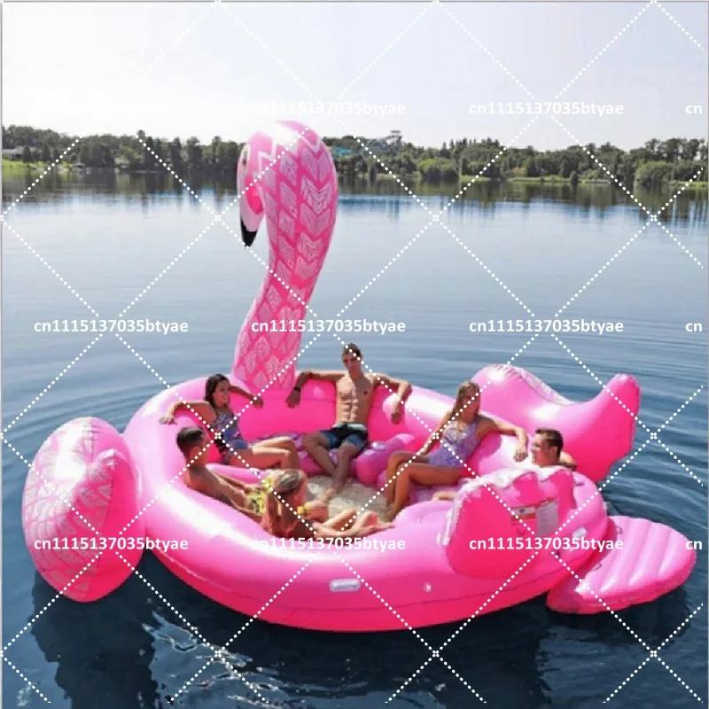 6 Person Giant Flamingo Pool Float Inflatable Unicorn Swimming Pool Lounger Island Party Beach Outdoor Summer Toy