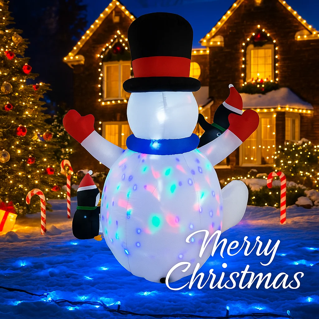 6.8FT Snowman Penguin Inflatable Christmas Decorations Xmas Ornaments Lights Outdoor Home Yard Holiday Party Decor Toys For Xmas