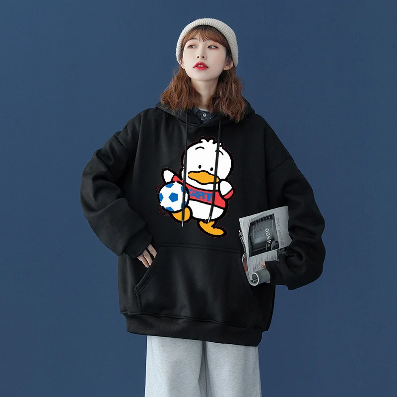 

Sanrio Ahiruno Pekkle Men's and Women's Hoodie Casual Street Clothing Long sleeved Sweatshirt Boys and Girls Autumn Top Coat