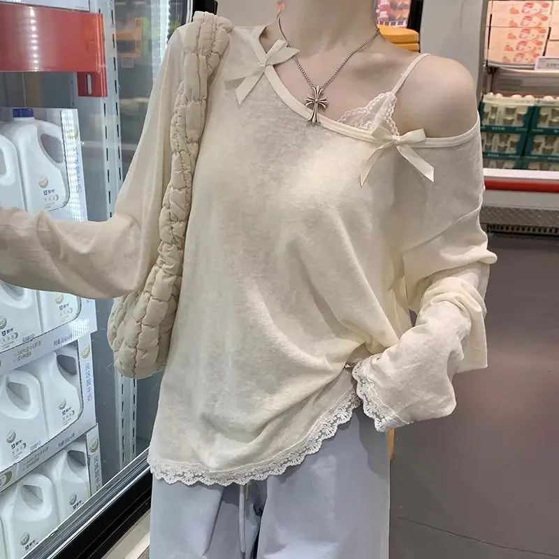 

Round Neck Long Sleeve T-shirt Summer Thin Breathable Hoodie Loose Sunscreen Top