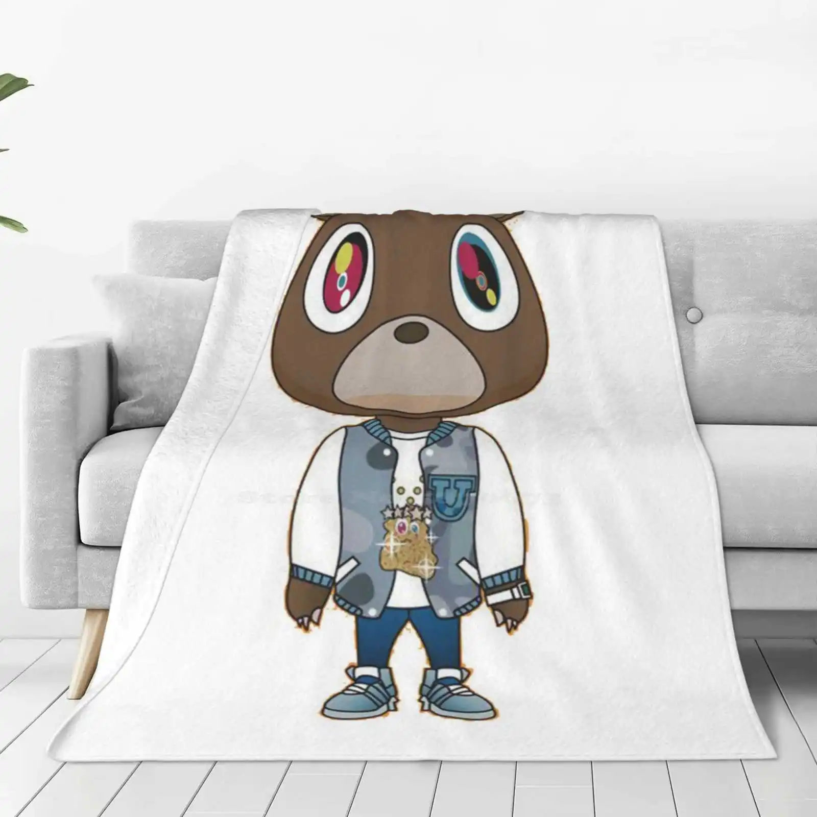 Kanyewest Style Four Seasons Comfortable Warm Soft Throw Blanket Trends Style Graduation Ghost Kanyewest Bear Hiphop Rap