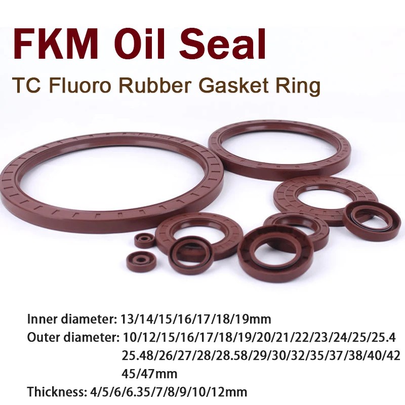 

1PC FKM Skeleton Oil Seal ID13/14/15/16/17-19mm OD10-47mm THK 4-12mm TC Fluoro Rubber Gasket Rings Cover Double Lip with Spring