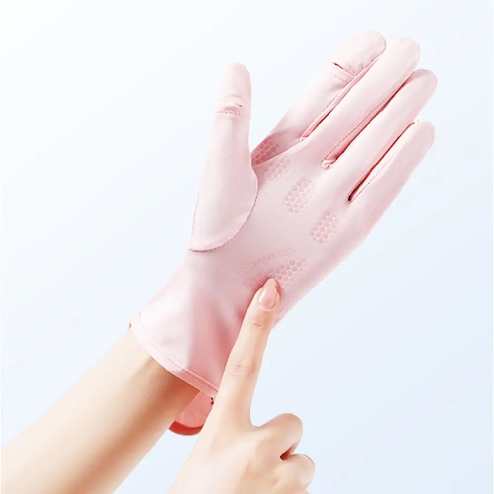 Mid-long Sunscreen Gloves Thin Ice Silk Sun Protection Gloves Slip Resistant Elastic Cycling Driving Gloves Sports Running