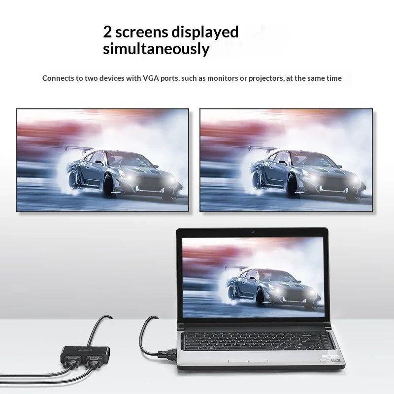 UGREEN 40254 VGA Splitter 1 In 2 Out 1080P 60Hz Video Distribution Adapter with Cable for Dual Monitor Display
