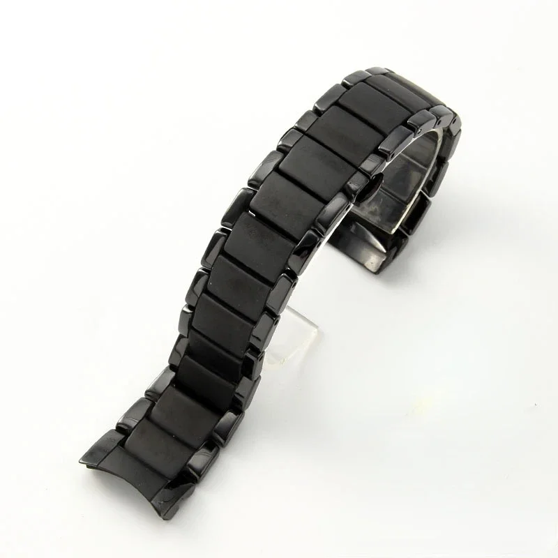 Ceramic Watch Strap for Armani Ar1451 1452 1400 1410 1421 1440 Men\'s and Women\'s Black Frosted Watchband Accessories 24mm