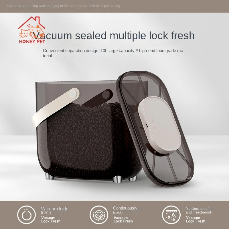 

Intelligent Vacuum Pet Grain Storage Bucket Large Capacity Moisture-proof Insect Proof Cat Dog Food Preservation Sealed Drum