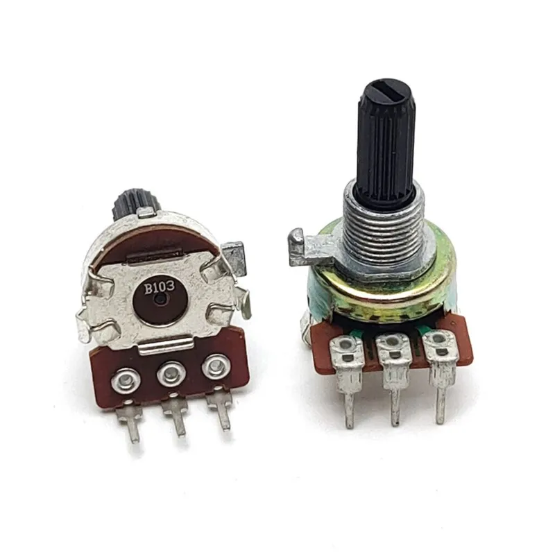 2PCS 161 Type Vertical Single 3Pin B1K B5K B10K B50K B100K B102 B502 B103 B503 B104 Audio Volume Potentiometer Flower Shaft 20MM