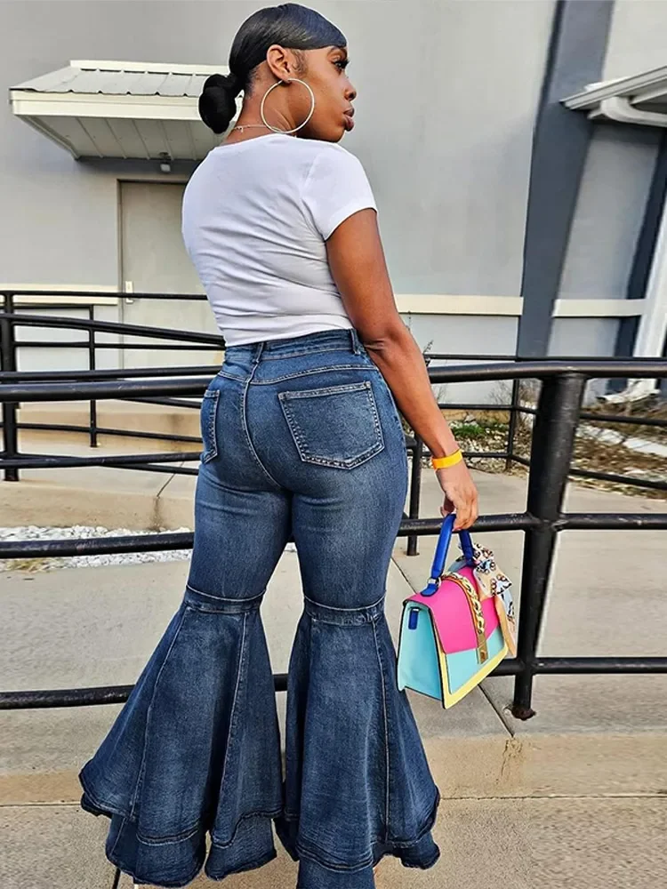 جينز نسائي عالي الخصر متوهج بجيب وسحّاب جينز ضيق للسيدات موضة 2025 كل مباراة عتيقة Y2k للربيع والصيف قيعان جرس نسائية