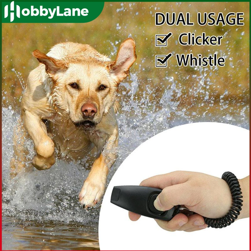 2 In1 Dog Pet Puppy Cat Black Training Clicker Whistle Trainer Obedience Pets Obedient Whistle With Key Chain Pet Supplies