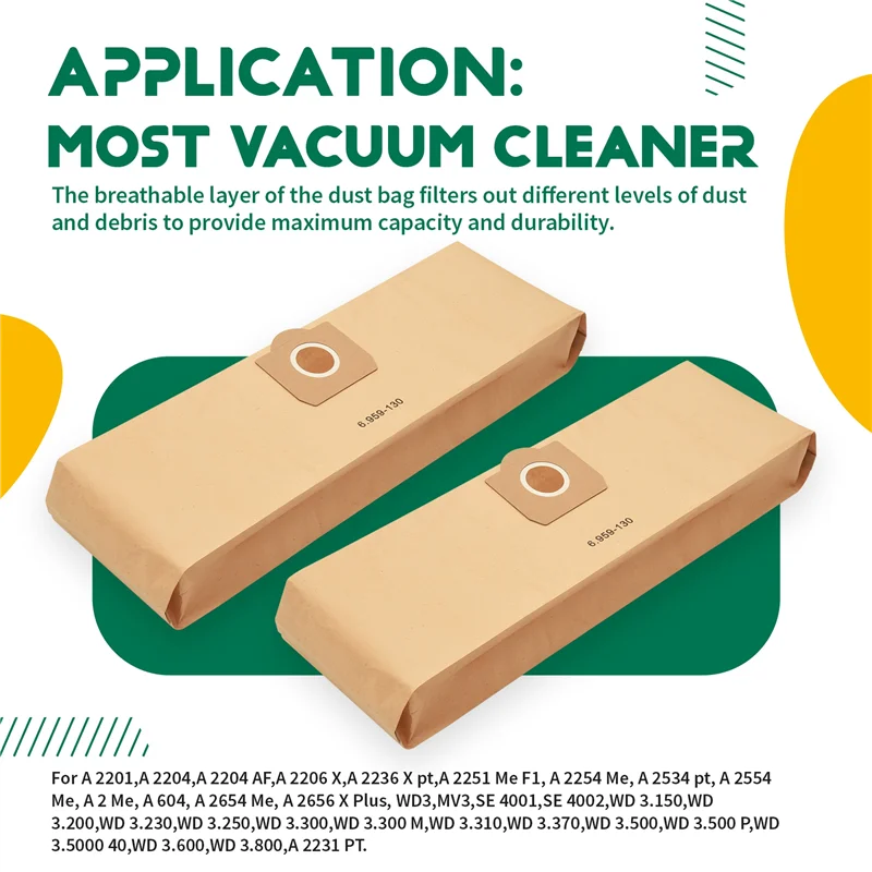 

A59E-15 Pcs Vacuum Cleaner Bag For Karcher 6.959-130.0 Filter Bags For A2201 WD3 Paper Bag Wet & Dry Vacuum Cleaner Parts