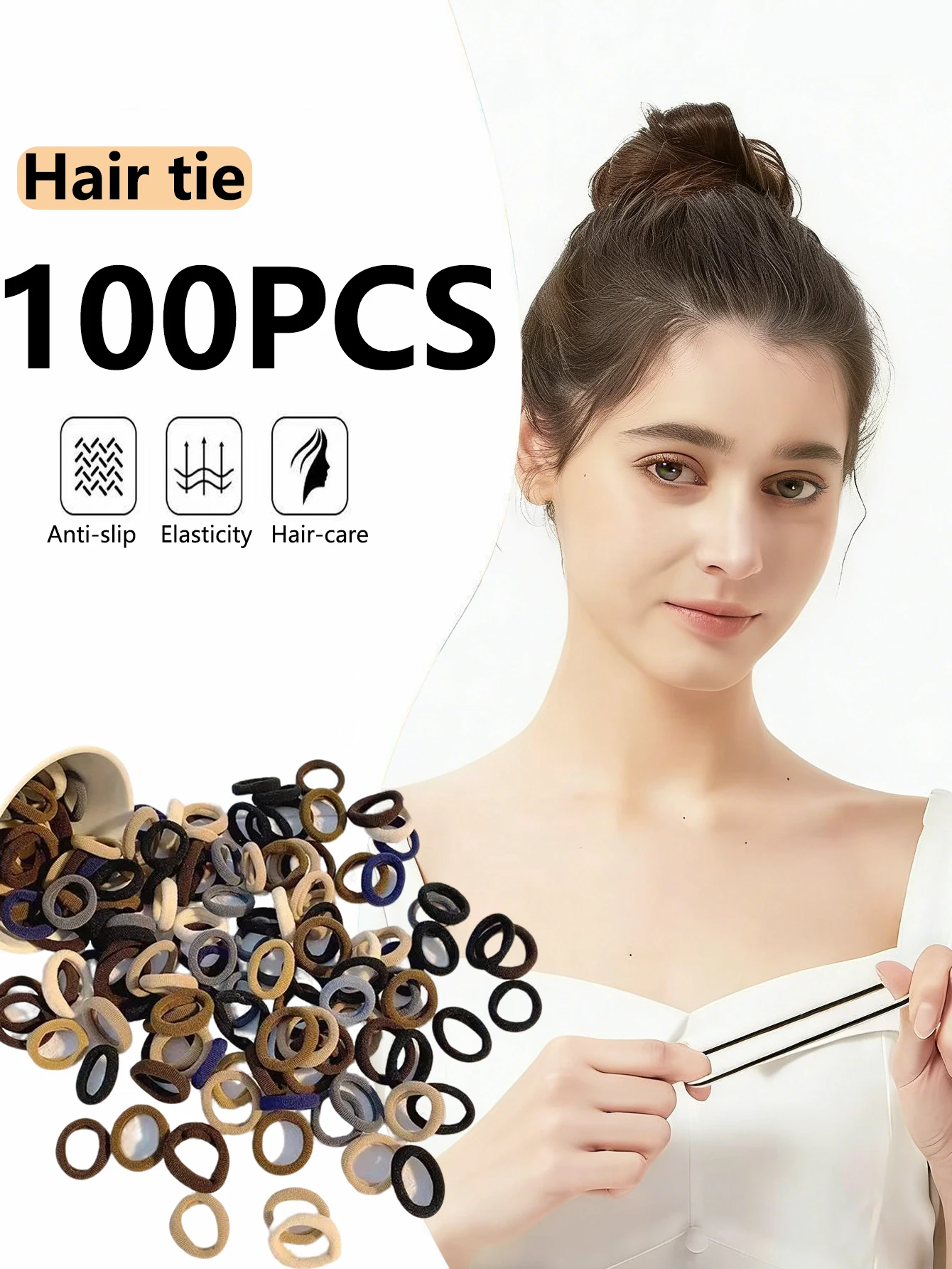 

100PCS/Set Colorful Seamless Elastic Hair Bands For Women Girls Pongtail Holder Hair Tie Rubber Band Hairband Hair Accessories