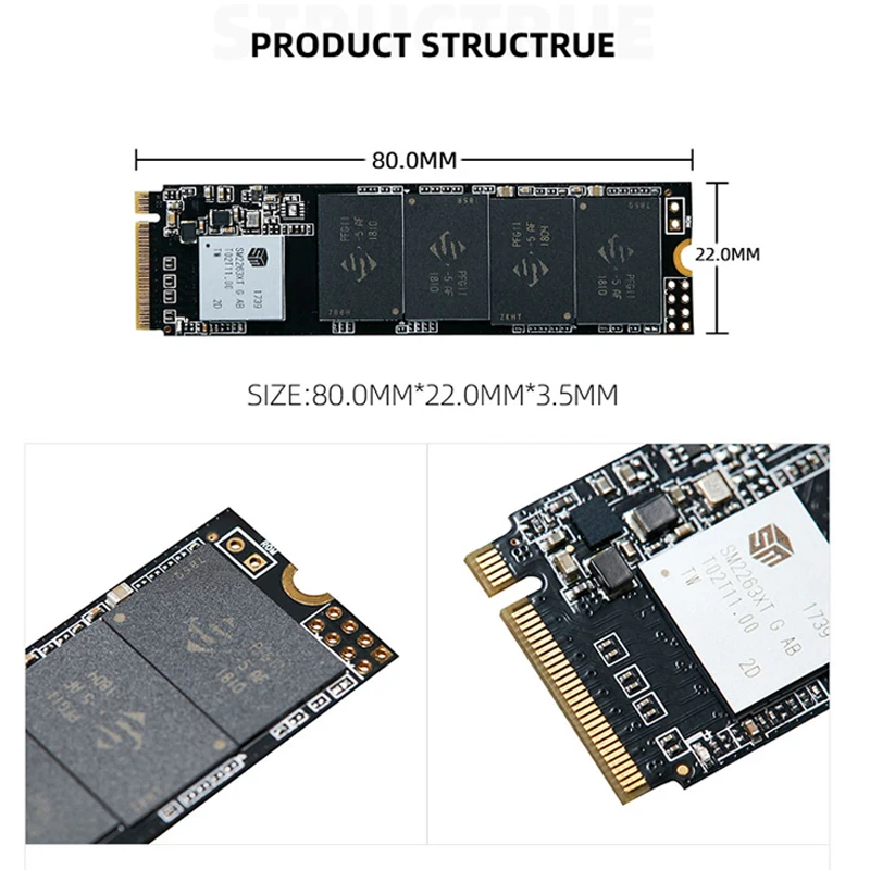 Imagem -04 - Kingspec m2 Ssd Pcie 3.0 2280 mm 512gb 1tb 128gb 256 gb Ssd 2tb Nvme Ssd Disk M.2 2242 Ssd Pcie Nvme Disco Rígido para Laptop Desktop Acessórios de Armazenamento de Computador