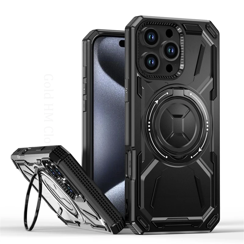 

Military Grade Armor Hybrid Case For Apple iPhone 16e SE 2025 Magnetic Ring Stand Heavy Duty Cover For Apple 15 14 13 12Pro Max