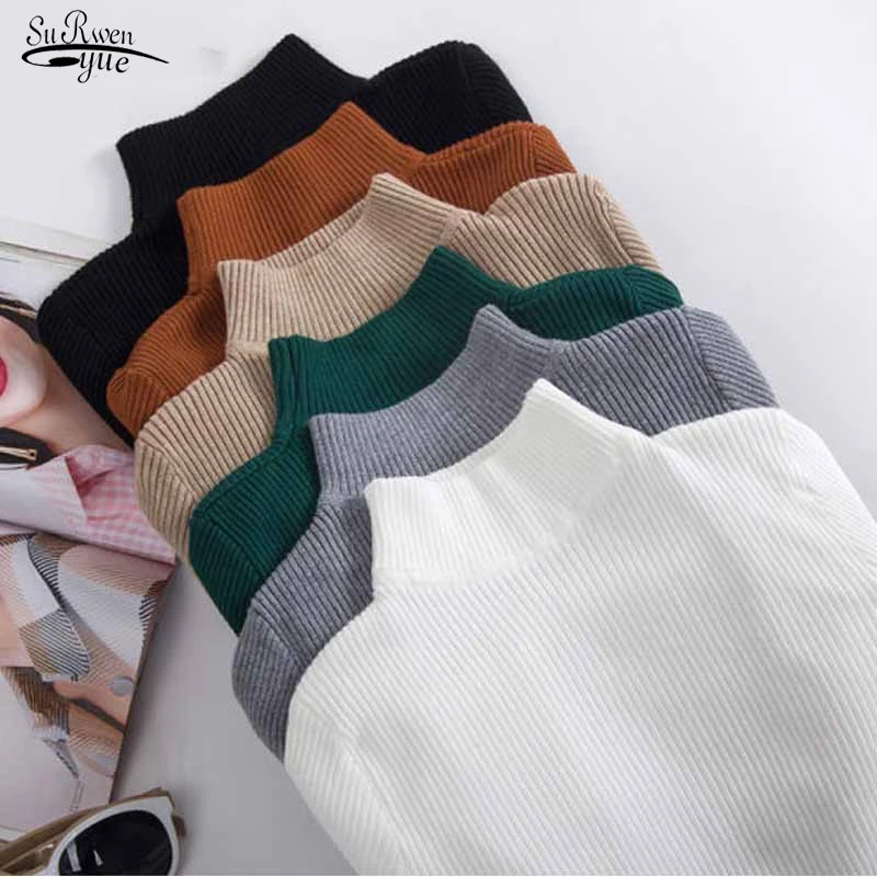 

2022 Autumn and Winter Korean New Women's Turtleneck Wool Slim Women's Knitwear Sweater Long Sleeve Solid Pullover Women 10643