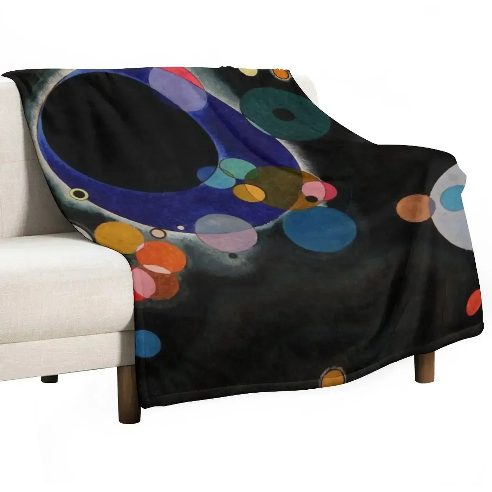 Wassily Kandinsky - Several Circles - Bauhaus Art Throw Blanket Furry Flannel Fabric Winter beds Sofa Quilt Blankets