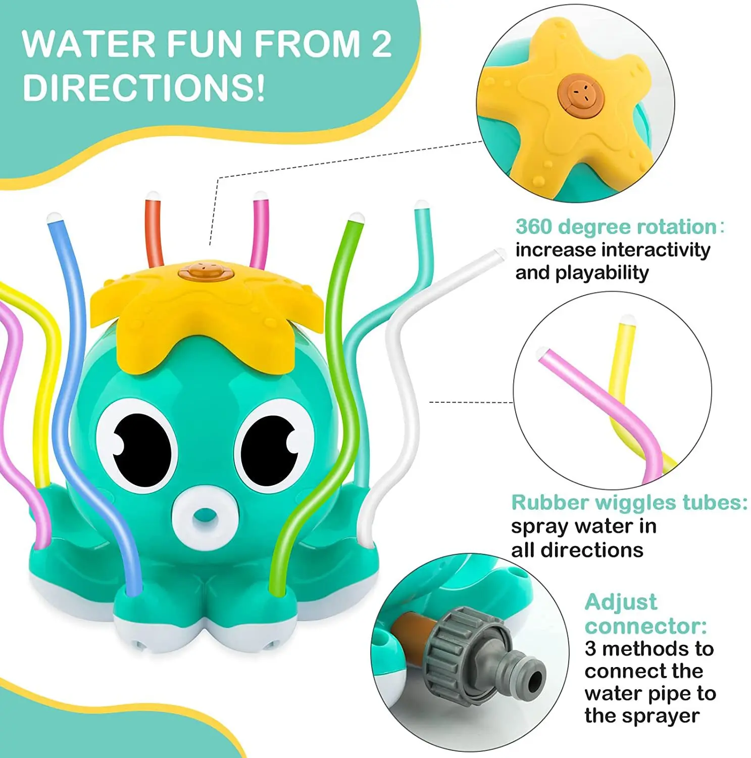 Outdoor Water Sprinkler Baby Toys Cartoon Octopus Sprinkler Backyard Garden Water Toys for Children 3 4 5 6 7 Year Baby Bath Toy