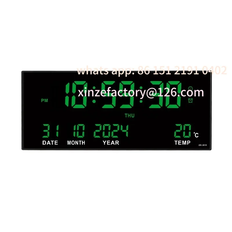 

Customizable Digital Large Wall Clock Alarm Temperature Date Calendar Display Alarm Clocks Electronic LED Clock Plug in Use