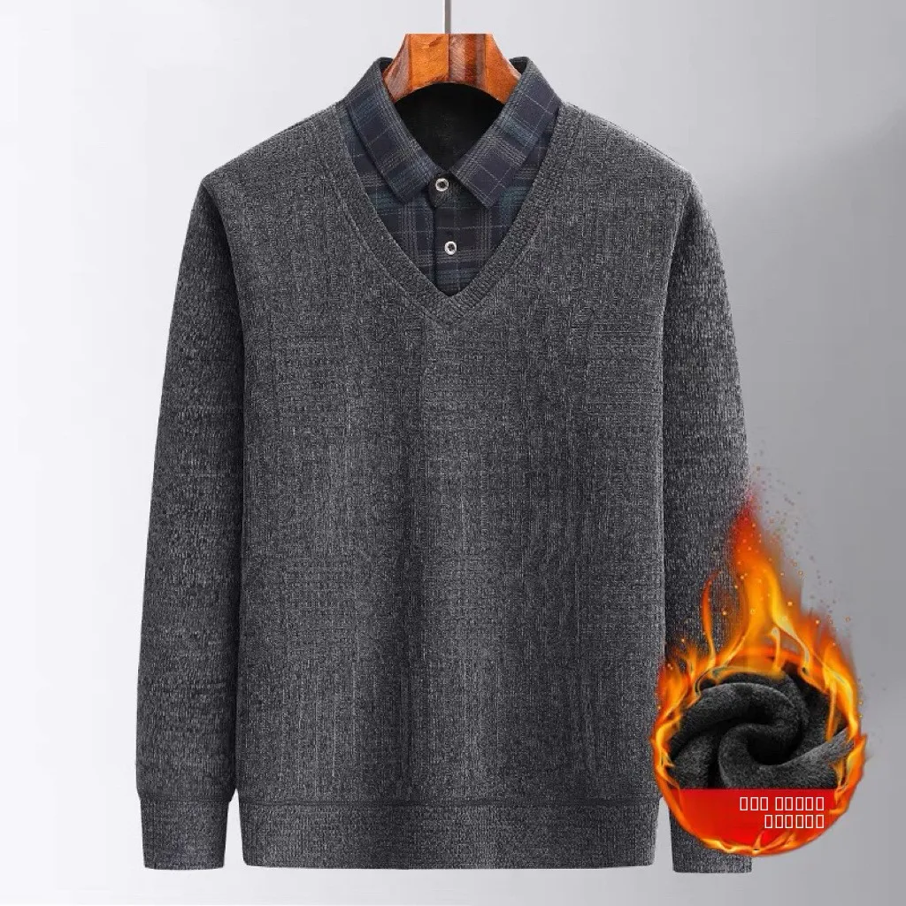 

Свитер Thiened Fce, повседневный базовый слой, тепло, мужская модная одежда для папы среднего возраста, тринадцать Гуанчжоу...