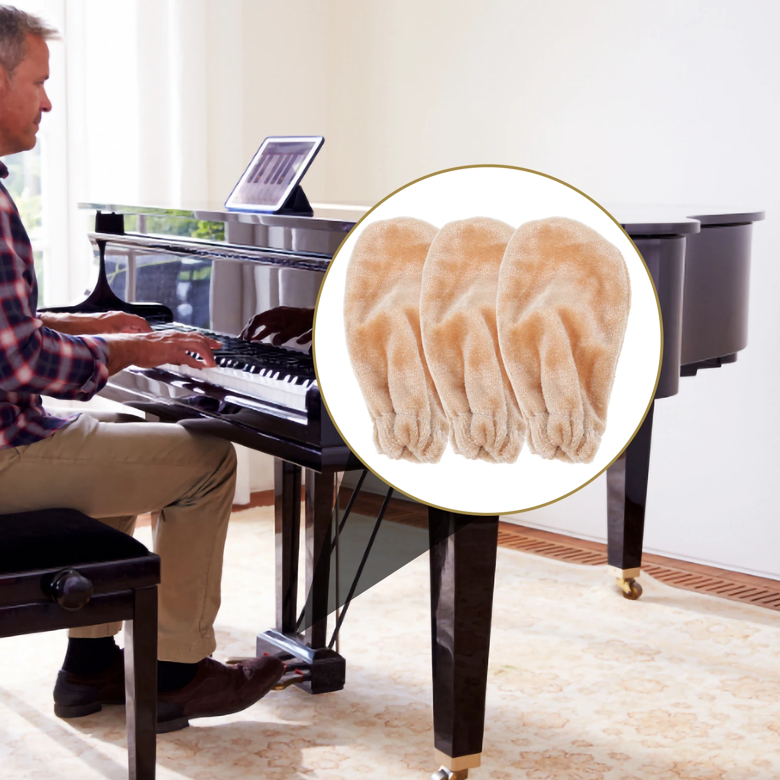 

3pcs Piano Pedal Cover Thick Fabric Non-Slip Upright Design Full Coverage Protector For Digital Keyboard Piano Accessories Foot