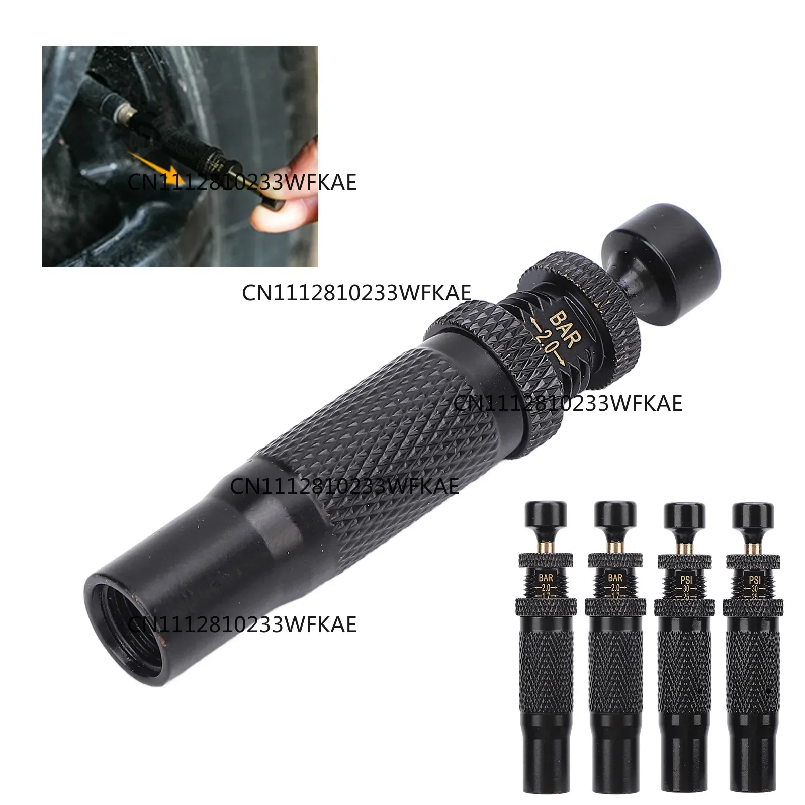 4PCS Tire Deflator Valve Kit Adjustable Auto Stop 10-30 PSI Range Screw On Tyre Air Down Tool for Off Road 4x4 Vehicle