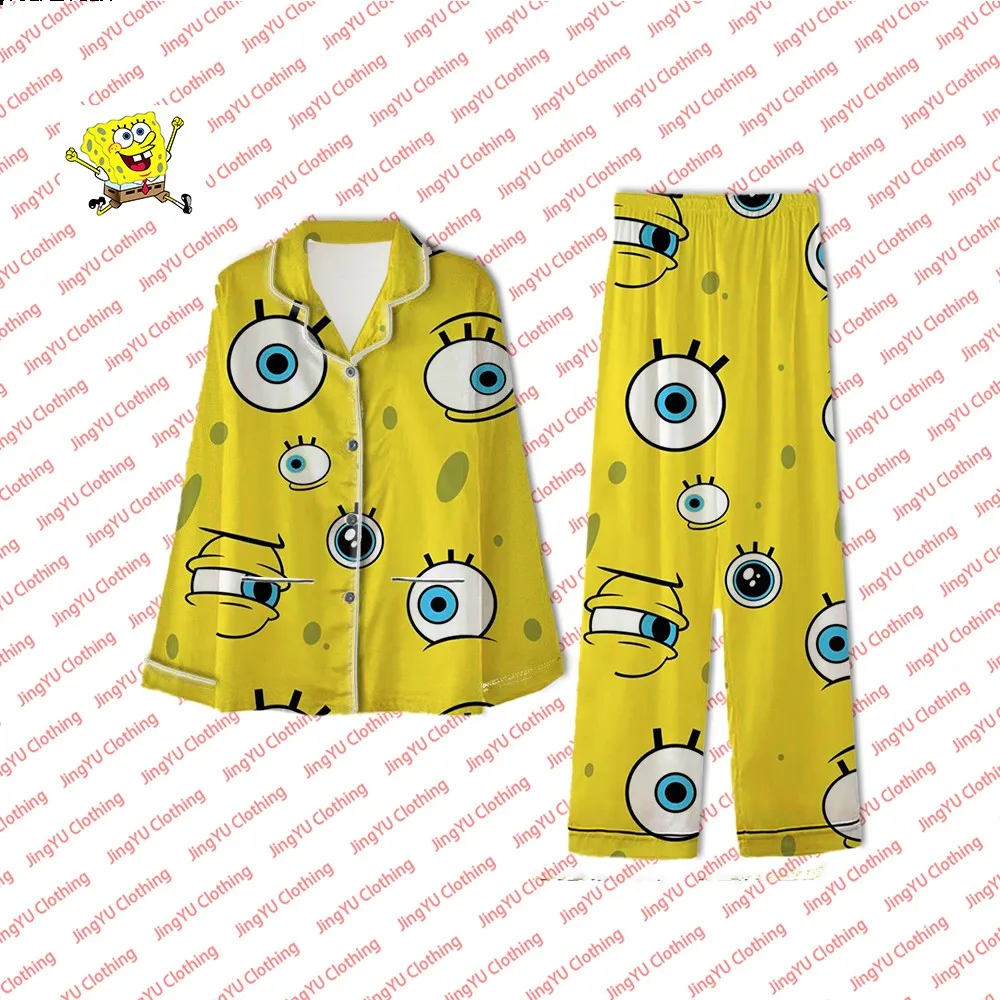 Summer cartoon cute pajamas set fashionable and comfortable casual home pajamas couple style 2024 new SpongeBob SquarePants